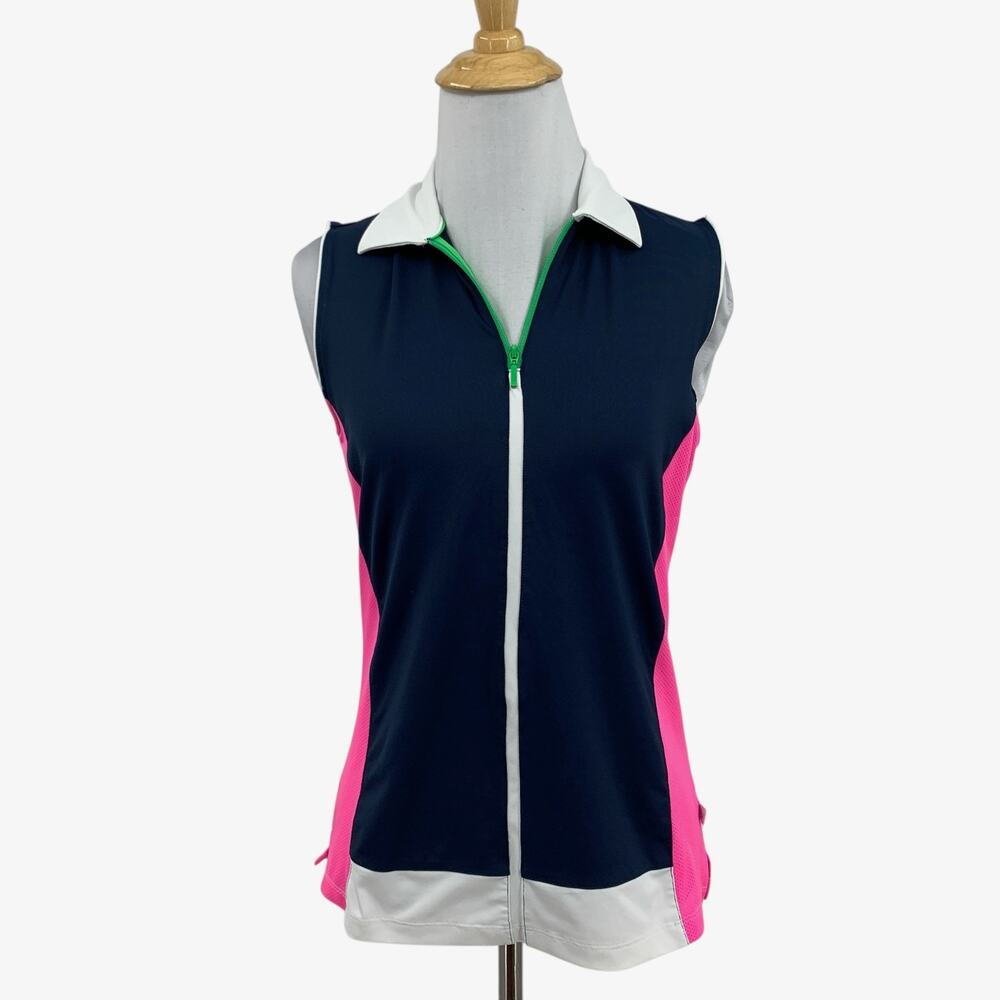 Lady Hagen Shirt Women XS Extra Small Sleeveless Golf Polo Full Zip Colorblock